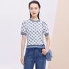 Women's Color-block Jacquard Short Sleeve Knit Top