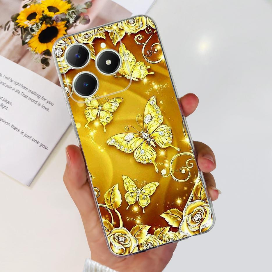 For Realme C61 Case RMX3939 Cute Panda Cartoon Painted Cover Soft Slim Phone Case For Realme C63 C 61 RealmeC61 RealmeC63 Bumper