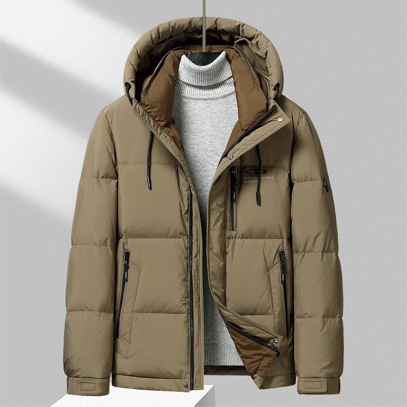 Пуховик мужской зимняя одежда новый жаккардовый пуховик с капюшоном утепленный утепленный повседневный пуховик для мужчин