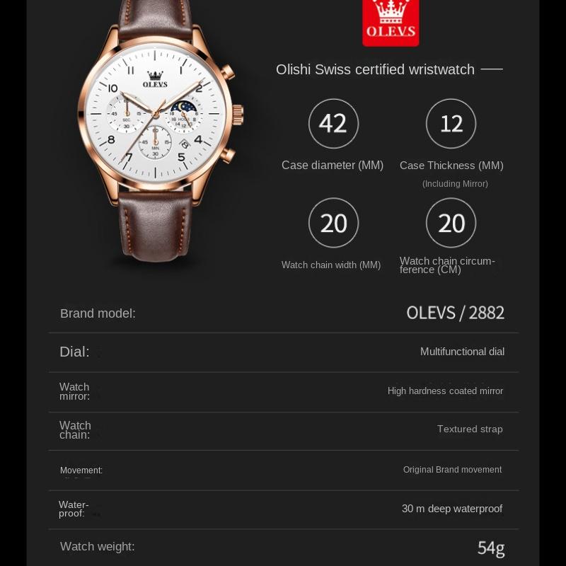 Новые лучшие мужские часы Многофункциональные деловые кварцевые светящиеся модные мужские часы