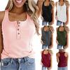 Fashion Womens Round Neck Sleeveless Camisole Button Solid Color Vest Blouse Easy Tops