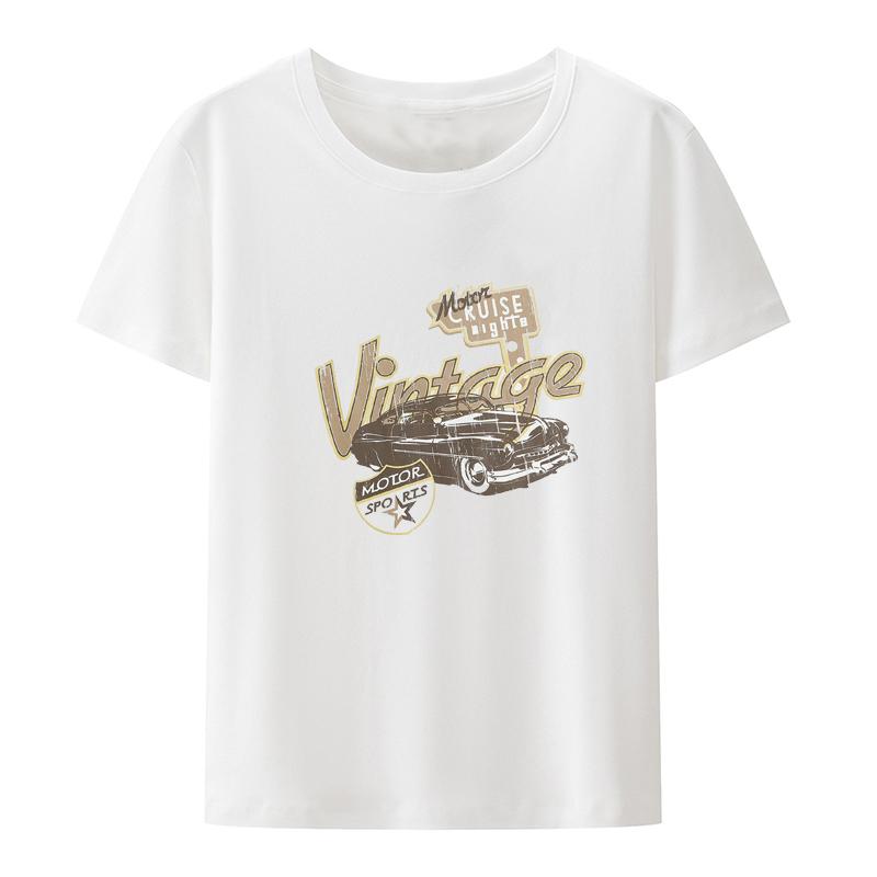 Unisexs Casual Letter Car Print Short Sleeve T Shirt Graphic Unique Tshirts Loose Unisex Clothing Retro Slim Street Fashion Roupas