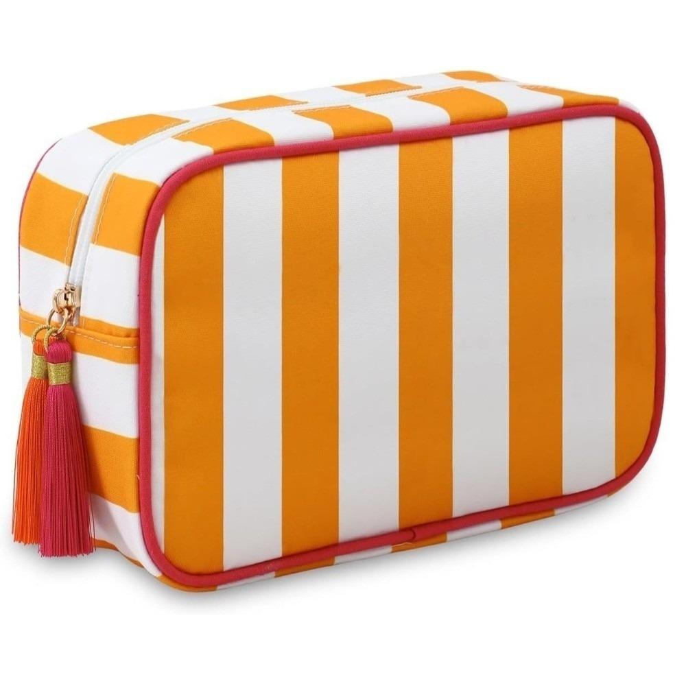 Large Capacity Portable Cosmetic Bag Large Striped Makeup Bag Portable Pouch Girls