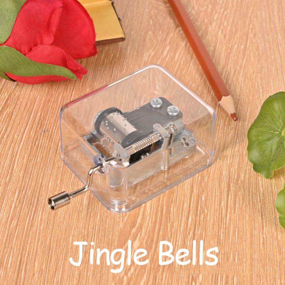 Transparent Mini Hand Cranking Music Box Acrylic Craft Acrylic Creative Crafts Ornaments  Children