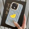 Чехол для телефона IPhone 17 16 15 14 13 12 11 Pro Max 15 14 Plus 17 Air X Xs XR Лимонно-синяя полоска Узор Личи Мягкий чехол