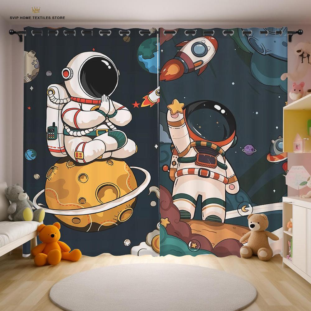 3D-печать Ракета Космос Астронавт Шторы, Спальня, Гостиная, Затенение Окна, Уличные Декоративные Цветы,