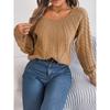 Women's Autumn and Winter Casual Solid Color Twist Long-sleeved Pullover Sweater