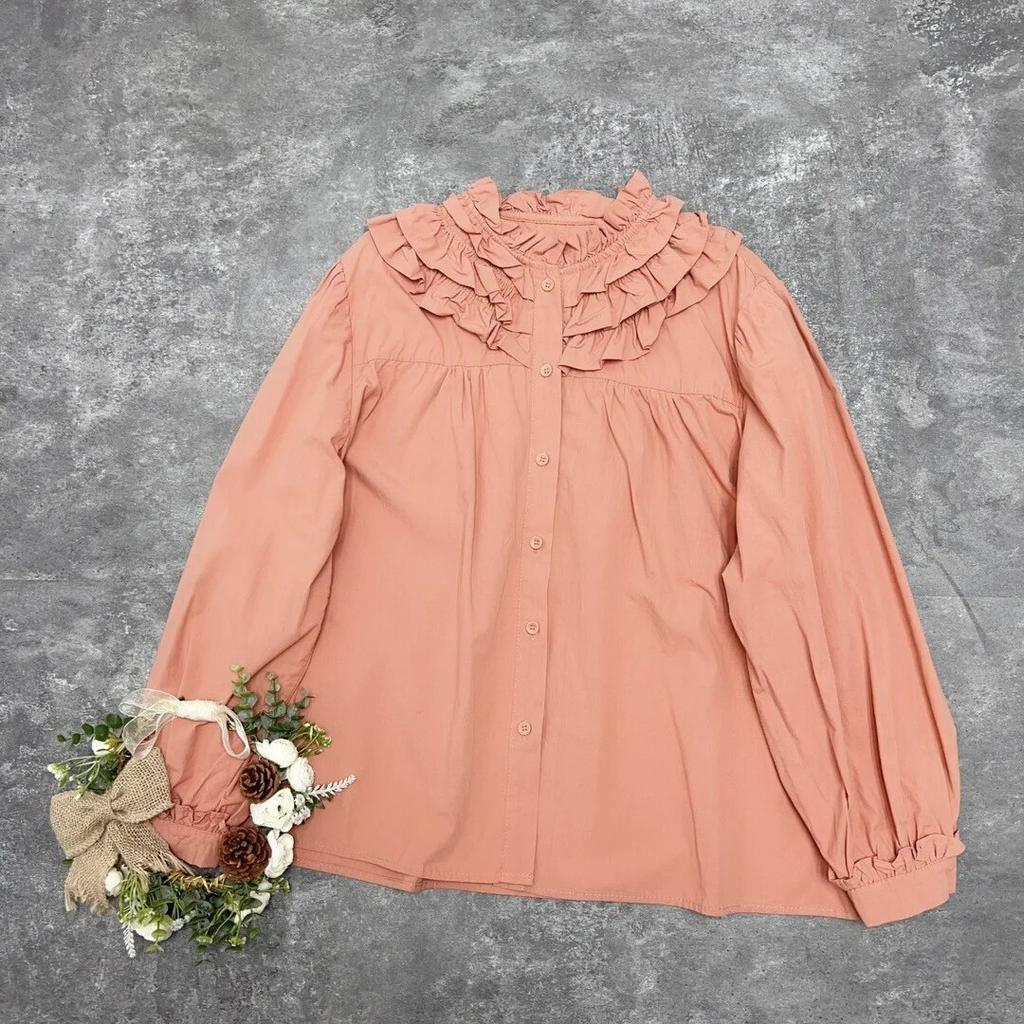 Johnature Японская рубашка с воротником из грибка Mori, женские французские свободные однотонные рубашки с длинными рукавами, повседневные винтажные хлопковые рубашки