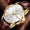 Quartz Waterproof Watches For Men, High Quality Exquisite Genuine Leather Strap Business Men Wristwatches Calendar