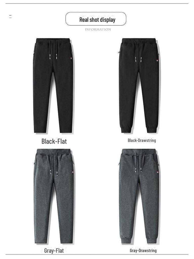 Мужские брюки из плюша на молнии осень/зима — плотные, свободные, прямые, большого размера, доступны в трех цветах