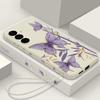 Purple Butterfly Pattern Phone Case For Samsung Galaxy A56 A17 A26 A16 A36 A55 A54 A53 A15 S24 S25 FE S25 S22 S23 Ultra Shockproof Lanyard Cover