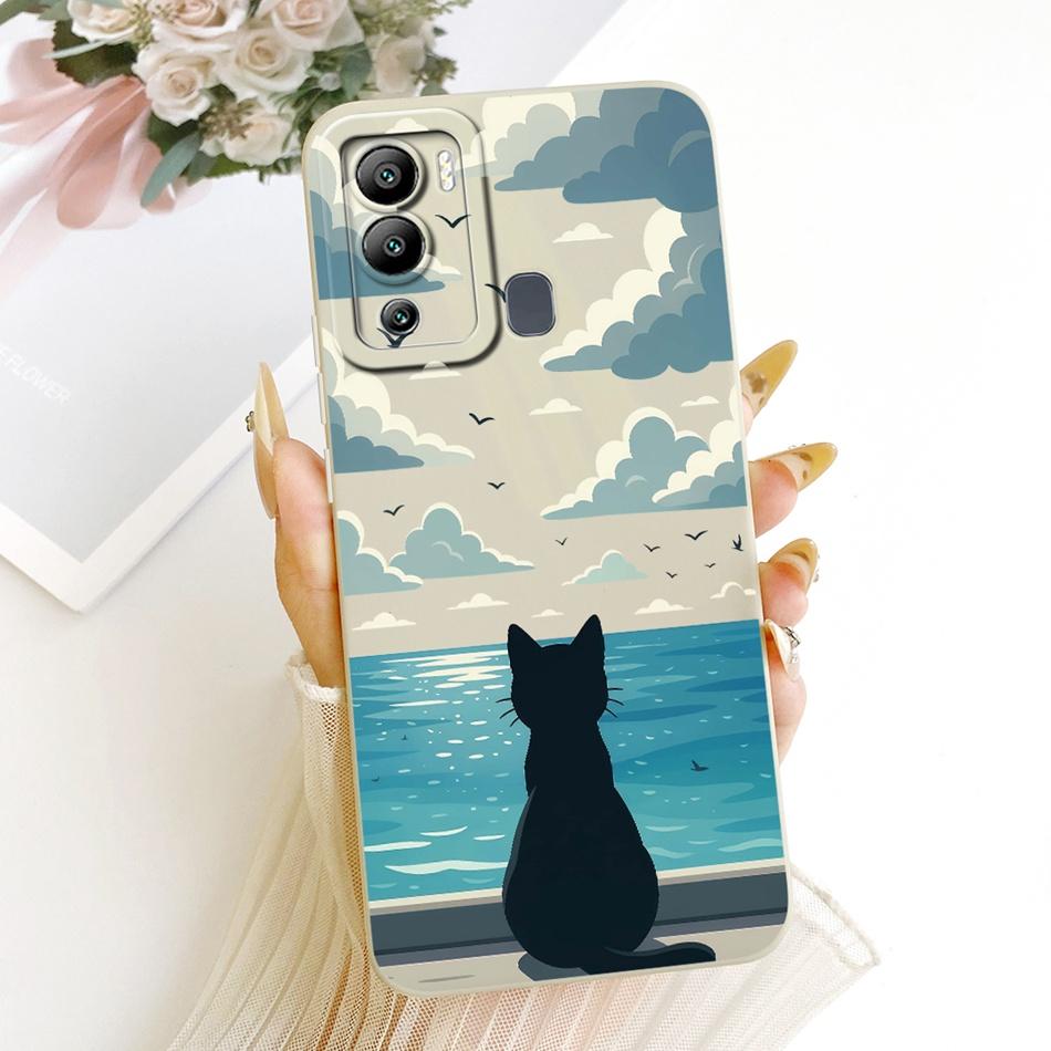For Infinix Hot 12 12 Play Cute Cat Flower Cartoon Phone Case For Infinix Hot12i Hot 12Play Shockproof Soft Silicone Bumpers