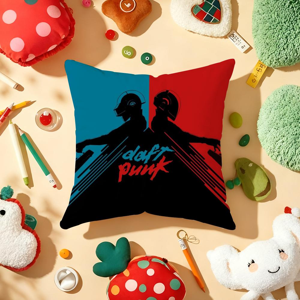 Группа D-Daft Punk Наволочка Плюшевая ткань Мягкая Двусторонняя печать Диван Теплая Зима Дом Подарок Наволочка