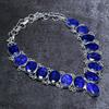 Natural Sapphire(Simulated) 925 Sterling Silver Jewelry Necklace 18" z9V91