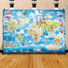One world map hot air balloon famous landmark travel-themed background fabric. Hang a banner to decorate the photography studio.