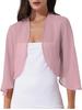 Womens 3/4 Sleeve Chiffon Cardigan Bolero Elegant Summer Ladies Wedding Wraps Shrug Bridal Shawl Evening Cover Up
