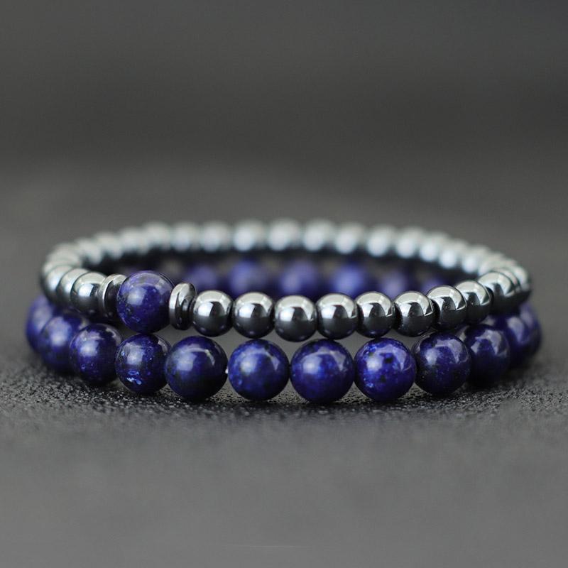 2 шт. браслет из натурального черного матового камня тигровый глаз для мужчин и женщин, готический винтажный комплект браслетов с бусинами, парные украшения для рук