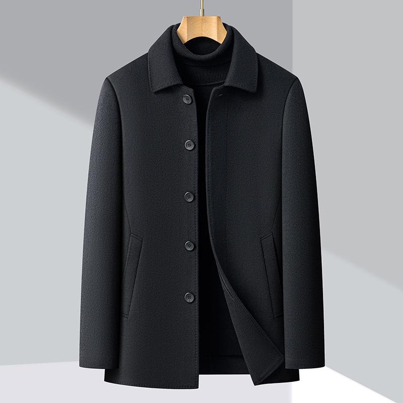 High-end Double-sided Cashmere Coat for Men, Middle-aged and Elderly Dads, Woolen Woolen Coat, Mid-length Down Liner Top