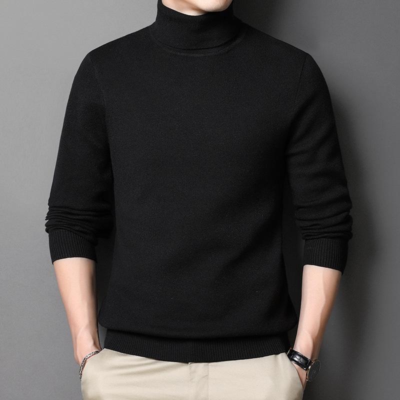 Осенне-зимний вязаный свитер мужской с высоким воротом вязаный базовый свитер мужской зимний модный бренд утолщенный теплый
