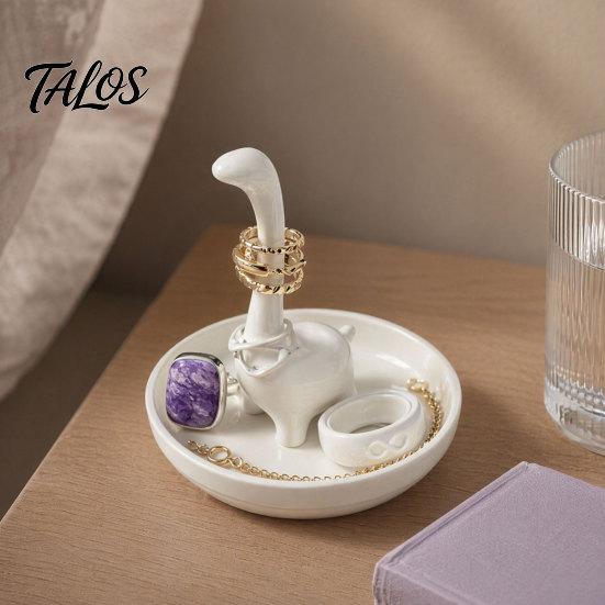 Talos 3D-печатный креативный лоток для украшений в форме пальца, минималистичный держатель для колец и ожерелий с разделенным хранением, настольный органайзер матовый черный/белый для