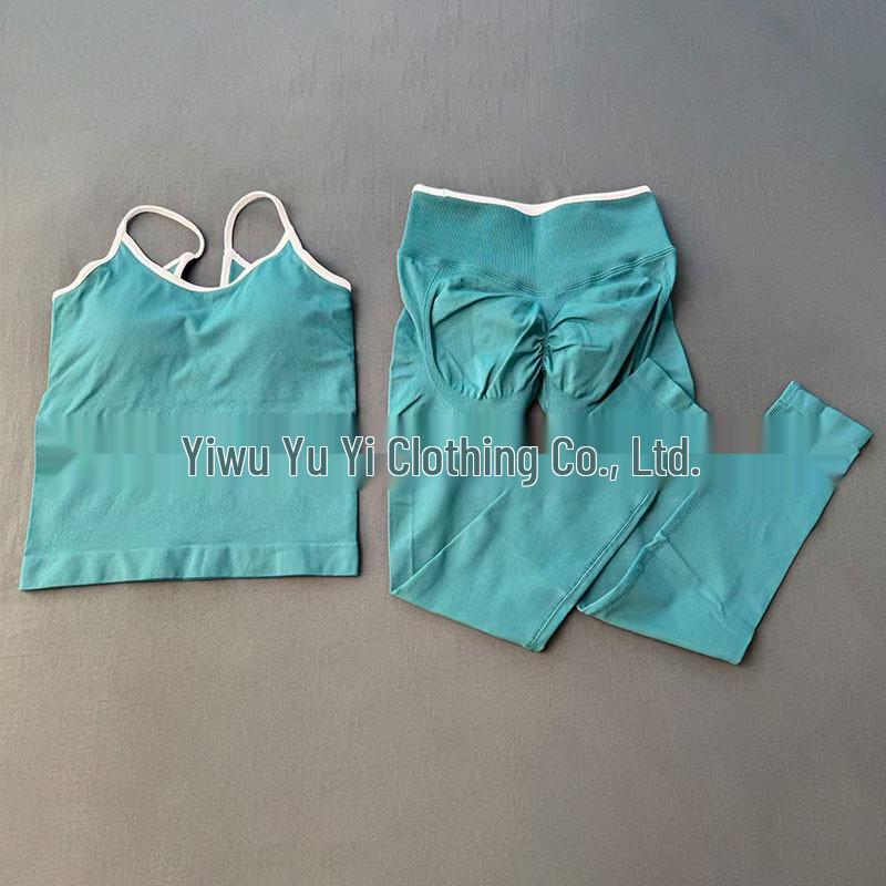 Женский бесшовный спортивный костюм для йоги TEVEO с цветовыми блоками: Быстросохнущая одежда для фитнеса с красивым дизайном спины.