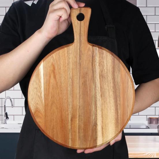 Деревянная доска для закусок Кухонная разделочная доска с ручками Прямоугольная Круглая сервировочная доска для нарезки фруктов, мяса, сыра, хлеба