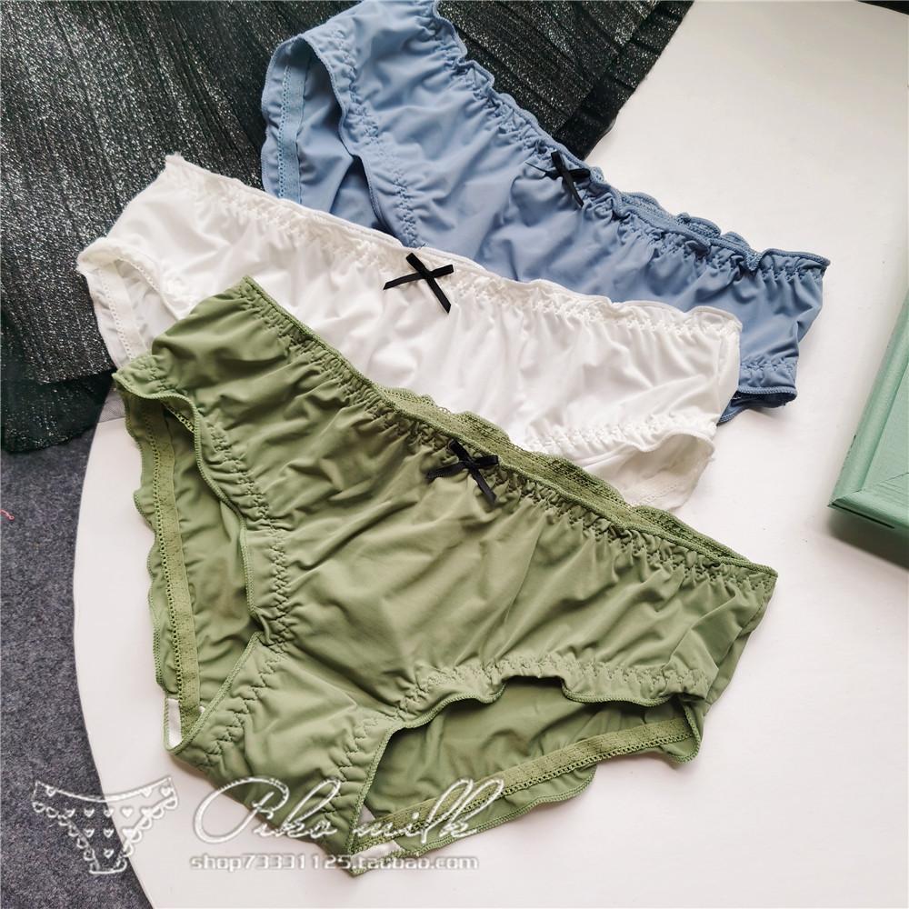 Женские трусики, простой стиль, однотонные трусы из ледяного шелка, милое женское нижнее белье с запахом на бедрах