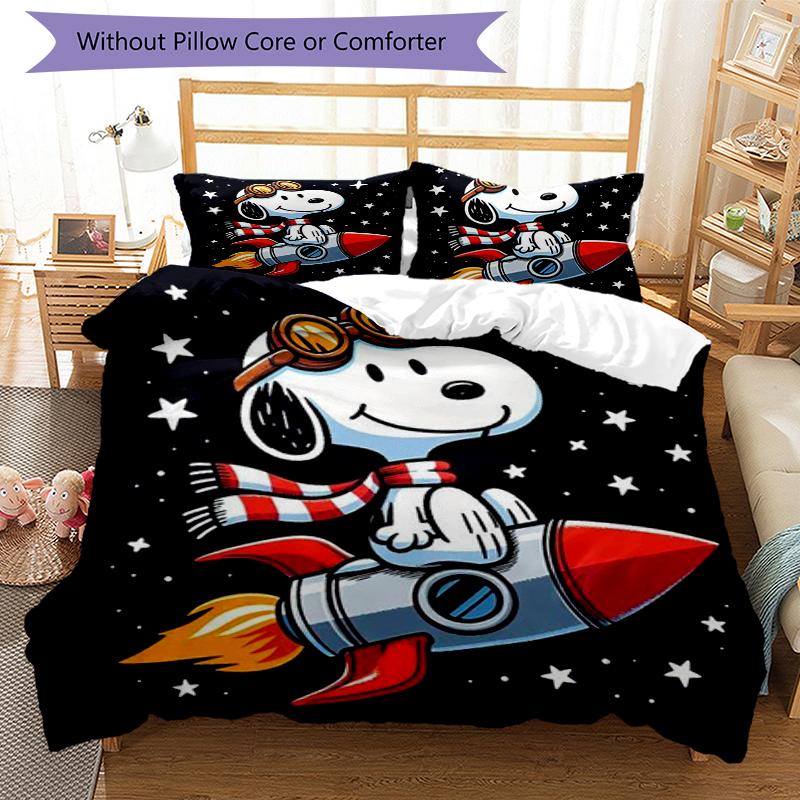 Snoopy Rocket Print Flannel Blanket, Soft Warm Lightweight Throw Blanket for living Room,Sofa Bed Camping office