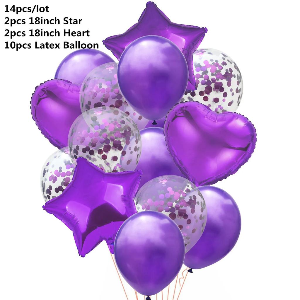 10/14 шт. Микс из розовых розовых шаров, сердечек, звезд, розового золота, конфетти, шары для украшения дня рождения, детей, взрослых, воздушные шары, свадебные шары