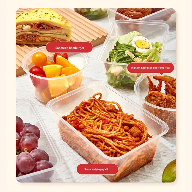 Одноразовые прямоугольные контейнеры для еды с крышками (10-Pack)