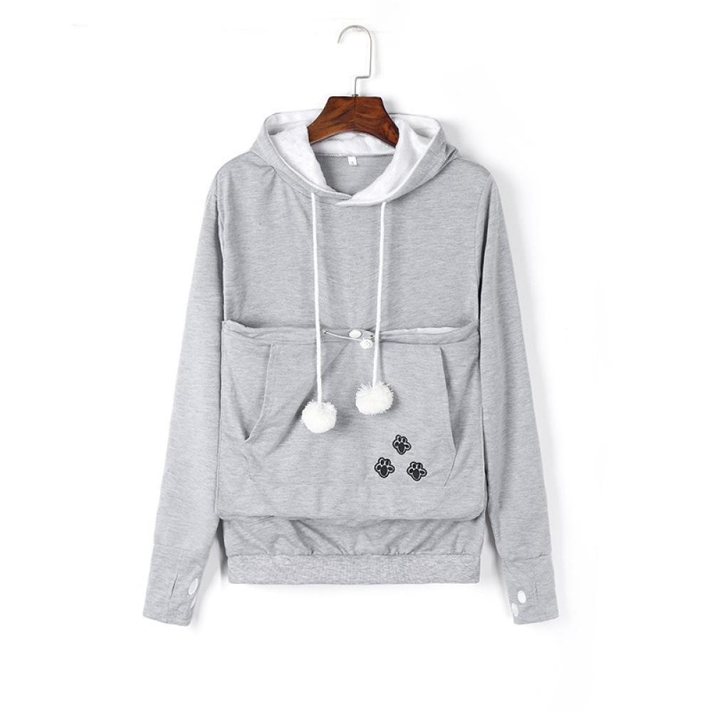 Женский осенне-зимний свободный свитер с капюшоном и длинными рукавами больших размеров