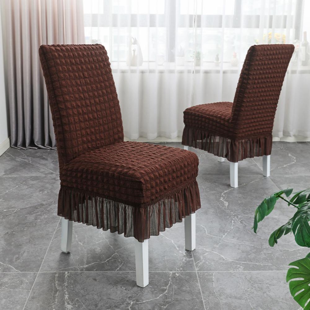 1PC Seersucker Chair Cover Elastic Stretch Chair Slipcover Kitchen Hotel Wedding Banquet