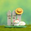 Fence Creative Cat And Hat Resin Ornaments Landscape And Desktop Decoration