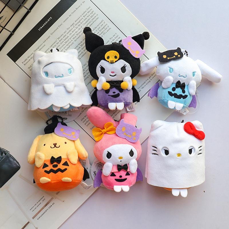 Кукла Hellokitty на Хэллоуин Cinnamoroll Kuromi Kawaii Ghost Мягкая игрушка Брелок Сумка Аксессуары Подарки на день рождения Игрушки на Хэллоуин