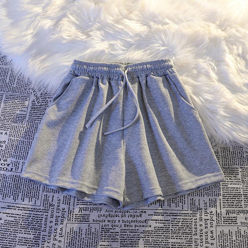 2025 Women's High-Waisted Loose American Style Casual Sports Shorts - Solid Color Summer Hot Pants
