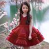 Red Christmas Girl Party Dress Elegant Birthday Bridesmaid Princess Dress for Kids Children Gown Bow Cake Lace Wedding Fluffy Dresses Vestidos