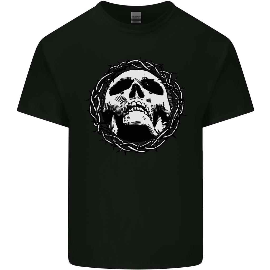 A Skull in Thorns Gothic Christ Jesus Mens Cotton T-Shirt Tee Top
