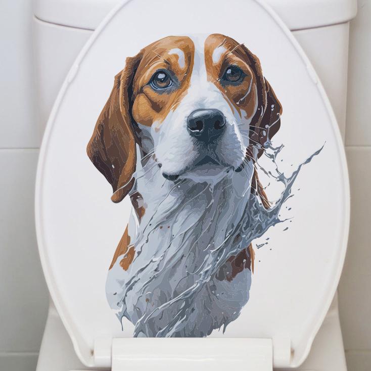 Cute Animal Wall Decals Creative Dog and Cat Cartoon Stickers for Waterproof Bathroom Toilet Seat