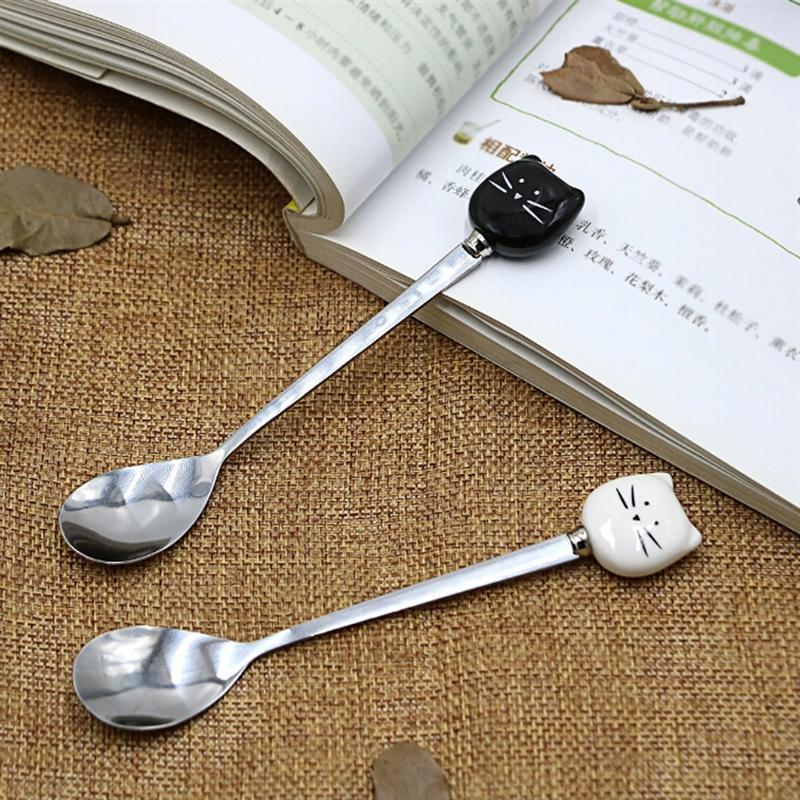 Stainless Steel Cartoon Spoons Cute Cat Coffee Spoon Tea Fork Tool