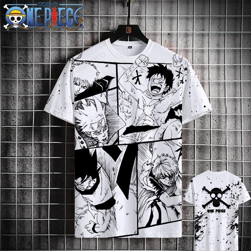 Мужская футболка One Piece Повседневная футболка с коротким рукавом Принт с аниме-персонажем Модная уличная одежда