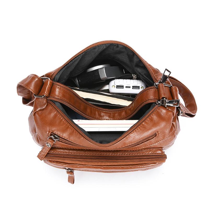 Women Shoulder Bag Large Capacity Multi-Layer Soft Leather Middle-Aged Mother Bag