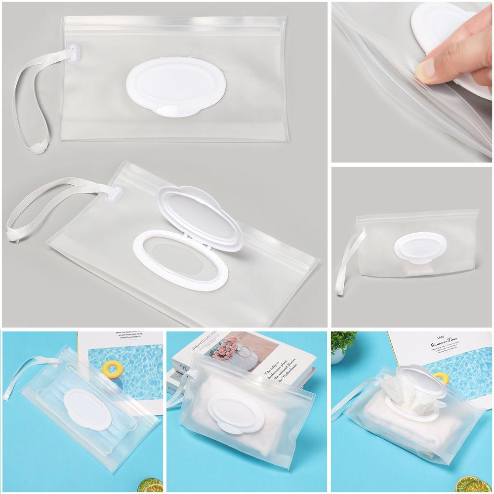 Easy-carry Snap Strap Cleaning Wet Wipes Bag Mask Case Cosmetic Container Napkin Storage Pouch