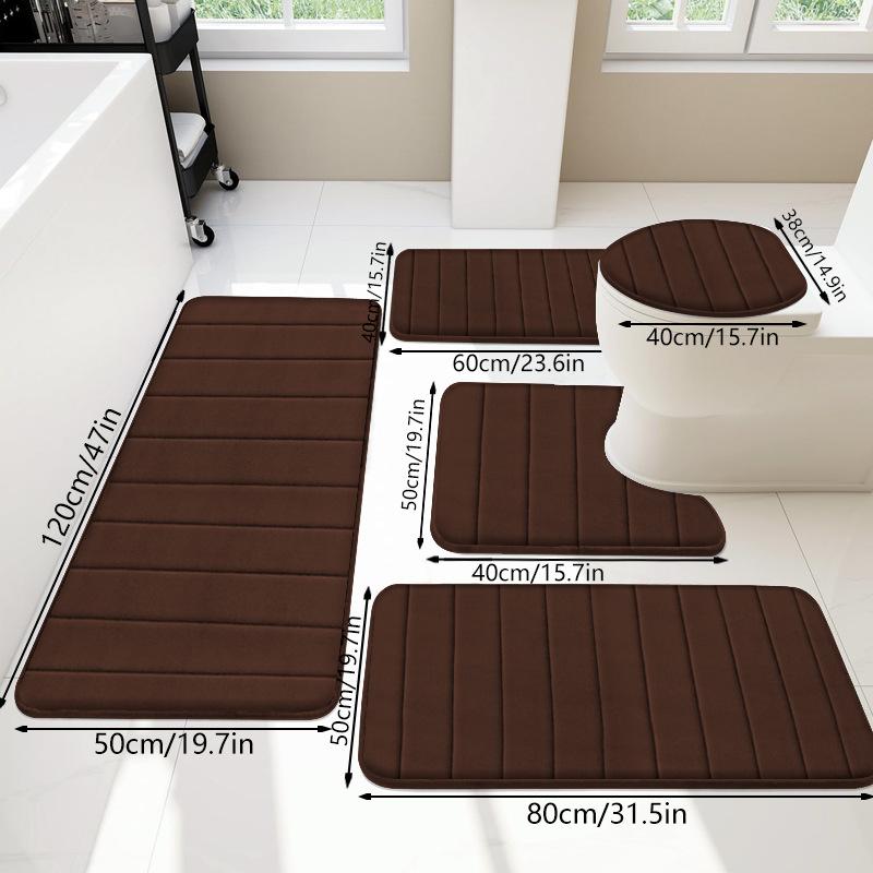 Набор ковриков для ванной 5 штук - Коврик для ванной с эффектом памяти Коврики для туалета Сильно впитывающие Нескользящие Ультрамягкие Легко чистить