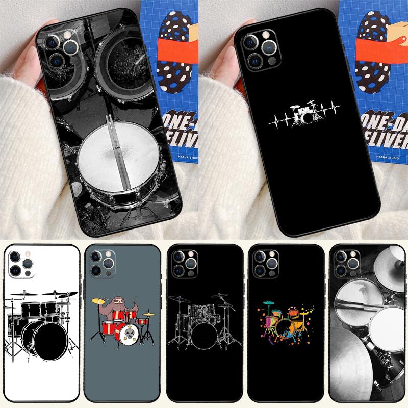 Чехол для телефона Apple iPhone 15 16 14 13 12 11 Pro Max Mini XR 15 16 Plus 16e с рисунком Музыкальный инструмент Барабан Защитная крышка