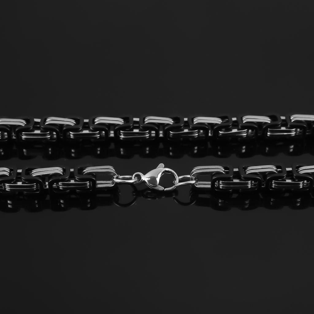 Mens Stainless Steel Imperial Chain Bracelet Byzantine Necklace Style Jewelry