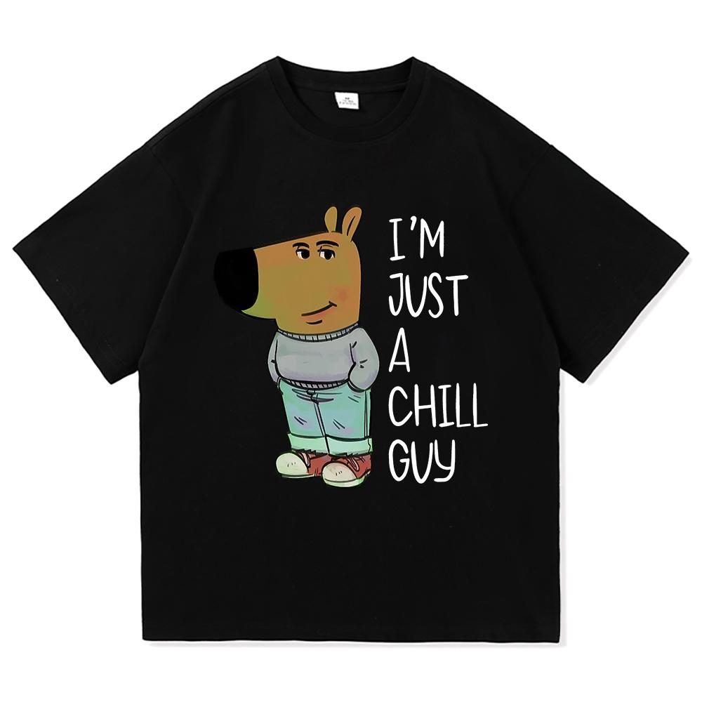 Я просто расслабленный парень Футболки Летняя мода Мужская/Женская Эстетичная Смешная Милая Футболка Высокое качество Мультяшная Винтажная Хлопковая Футболка