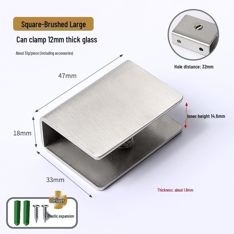 Полукруглый квадратный зажим для стекла из нержавеющей стали, кронштейн для полки