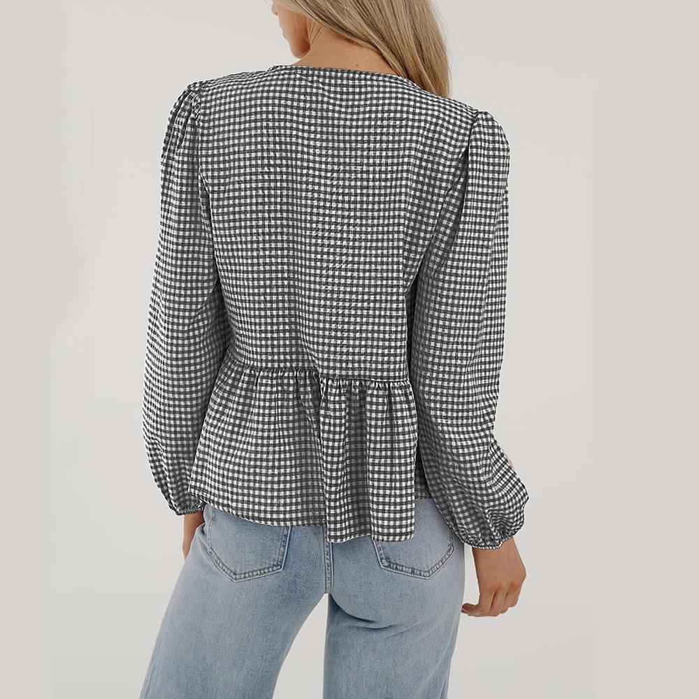 Женский топ с завязками спереди и баской Y2k Puff с короткими рукавами и бантом на шнуровке, блузки Babydoll с оборками по подолу