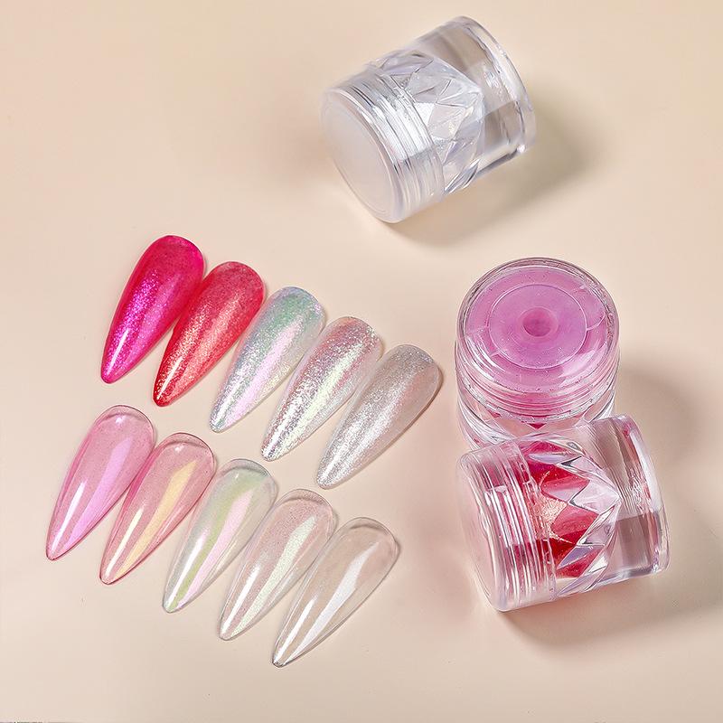 Суперблестящая перламутровая пудра для ногтей, перламутровая пудра Magic Shell Cloud Brocade, неоновая перламутровая пудра цвета платины