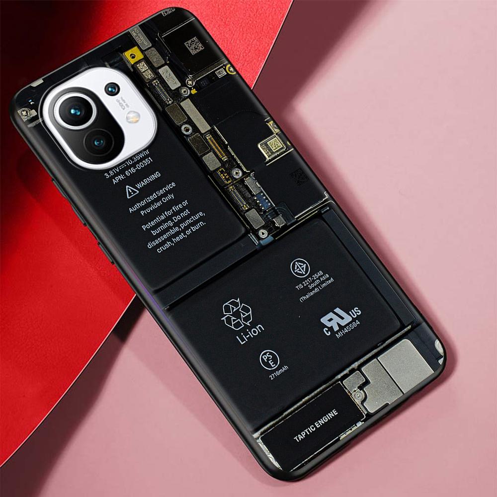 Чехол для материнской платы для Xiaomi Mi 11 Ultra 11T 12 10T 9T Pro 12X Note 10 9 8 Lite A3 CC9E 10S, черный мягкий чехол для телефона